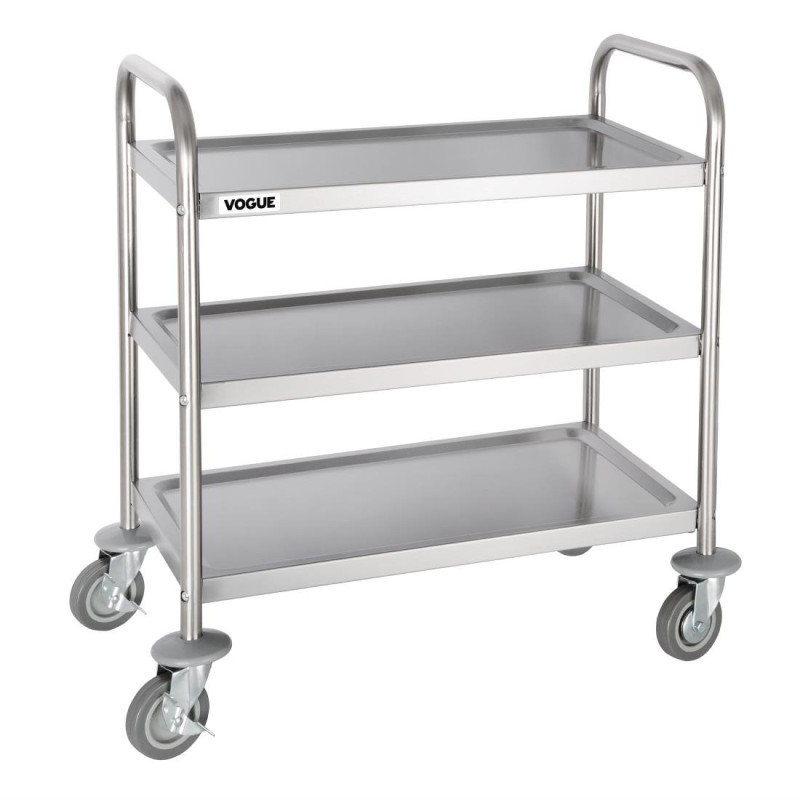 Voziček za pospravljanje iz nerjavečega jekla - 3 nivoji - L 710 X P 405mm - 128Kg - Vogue Voziček za pospravljanje iz nerjavečega jekla - 3 nivoji - L 710 X P 405mm - 128Kg - Vogue