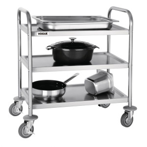 Voziček za pospravljanje iz nerjavečega jekla - 3 nivoji - L 710 X P 405mm - 128Kg - Vogue