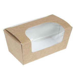 Škatle za torte pravokotne Kraft kompostabilne s prozorom - paket 500 - Colpac