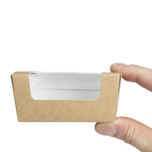 Škatle za torte pravokotne Kraft kompostabilne s prozorom - paket 500 - Colpac