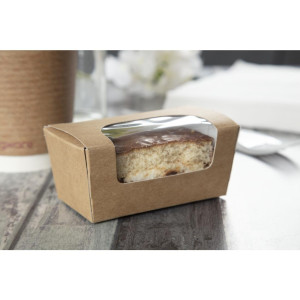 Škatle za torte pravokotne Kraft kompostabilne s prozorom - paket 500 - Colpac