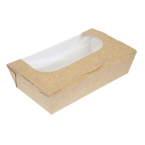 Pladnji za solato Kraft, ki se lahko reciklirajo, s prozornim oknom - 1000 ml - paket 200 - Colpac