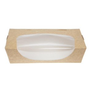 Pladnji za solato Kraft, ki se lahko reciklirajo, s prozornim oknom - 1000 ml - paket 200 - Colpac