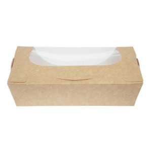 Pladnji za solato Kraft, ki se lahko reciklirajo, s prozornim oknom - 1000 ml - paket 200 - Colpac