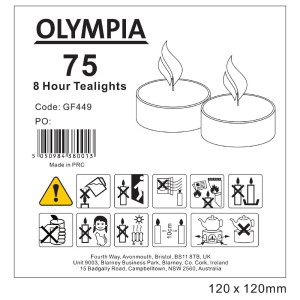 Sveče za ogrevanje 8 ur - paket 75 kosov - Olympia - Fourniresto