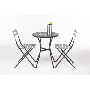 Okrogla bistro miza iz jekla s perforacijami - črna - 600 mm - Bolero - Fourniresto