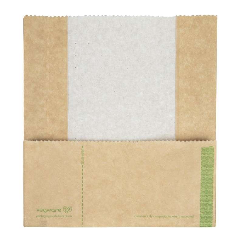 Compostable Kraft Panini Bags - Pack of 500 - Vegware Compostable Kraft Panini Bags - Pack of 500 - Vegware