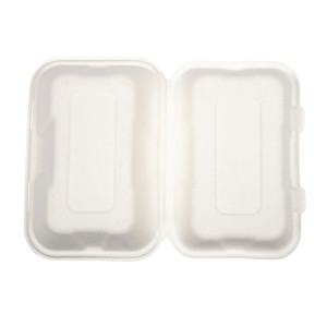 Škatle za kosilo iz bagase s pokrovom na tečaj - Š 228mm - Paket 200 - Vegware