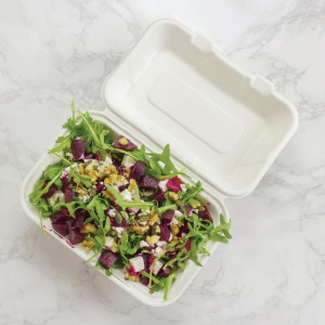 Škatle za kosilo iz bagase s pokrovom na tečaj - Š 228mm - Paket 200 - Vegware