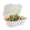 Škatle za kosilo iz bagase s pokrovom na tečaj - Š 228mm - Paket 200 - Vegware