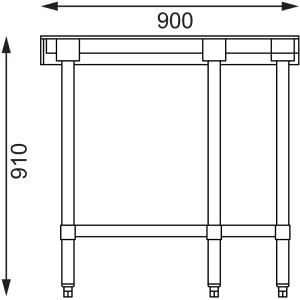 Miza za kot iz nerjavečega jekla-L 900 x 700mm - Vogue