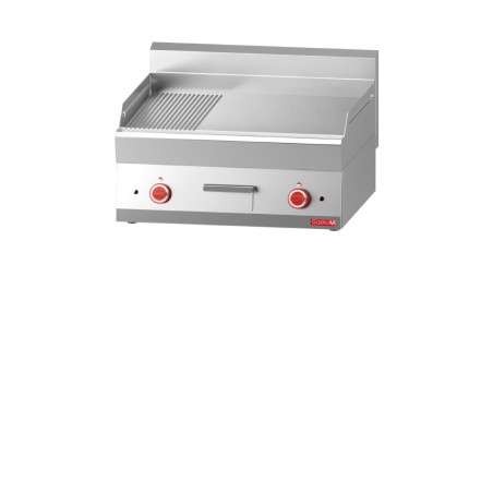 Električna plošča za peko z pol gladko, pol rebrasto ploščo - Š 700 x G 650 mm - Gastro M - Fourniresto