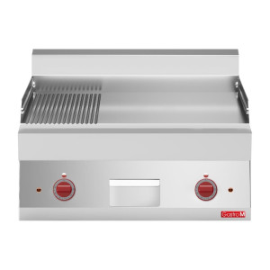 Električna plošča za peko z pol gladko, pol rebrasto ploščo - Š 700 x G 650 mm - Gastro M - Fourniresto