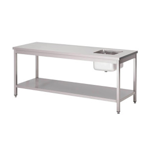 Miza šefa iz nerjavečega jekla z nizko polico - Š 1800 x G 700 mm - Gastro M