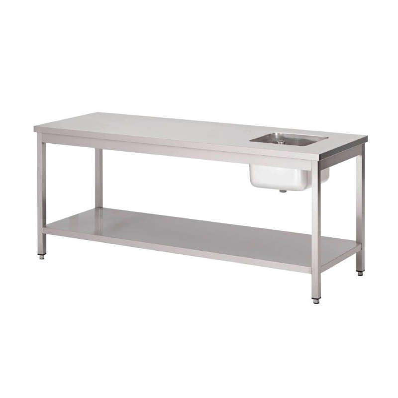Miza šefa iz nerjavečega jekla z nizko polico - Š 1800 x G 700 mm - Gastro M