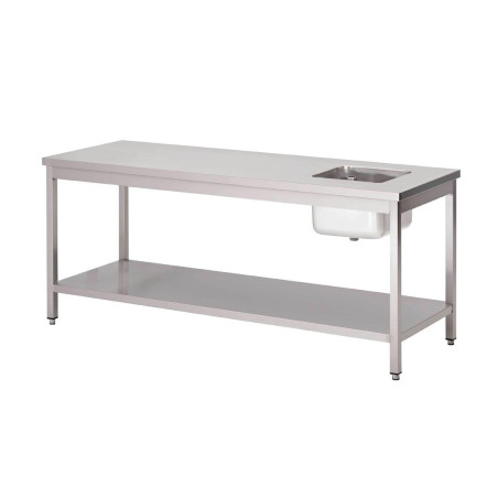 Miza šefa iz nerjavečega jekla z nizko polico - Š 1800 x G 700 mm - Gastro M