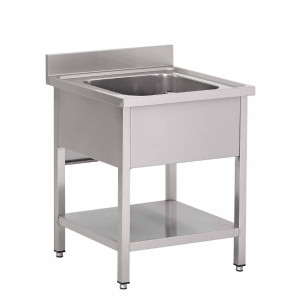 Ponjava iz nerjavečega jekla z nizko polico 1 korito - Š 700 x G 700 mm - Gastro M