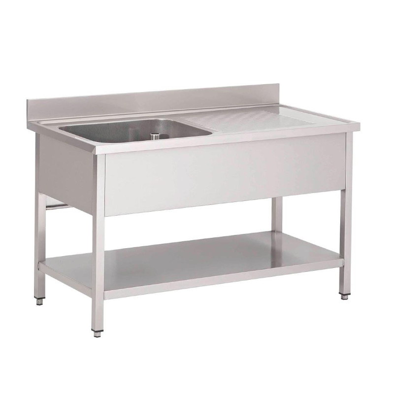Ponjava iz nerjavečega jekla z nizko polico 1 korito na levi - Š 1600 x G 700 mm - Gastro M Ponjava iz nerjavečega jekla z nizko polico 1 korito na levi - Š 1600 x G 700 mm - Gastro M