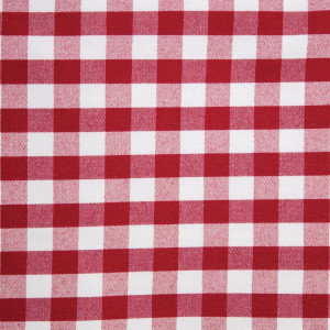 Pravokotna prtomna prt z rdečimi kvadrati iz poliestra 1320 x 1320 mm - Mitre Essentials - Fourniresto