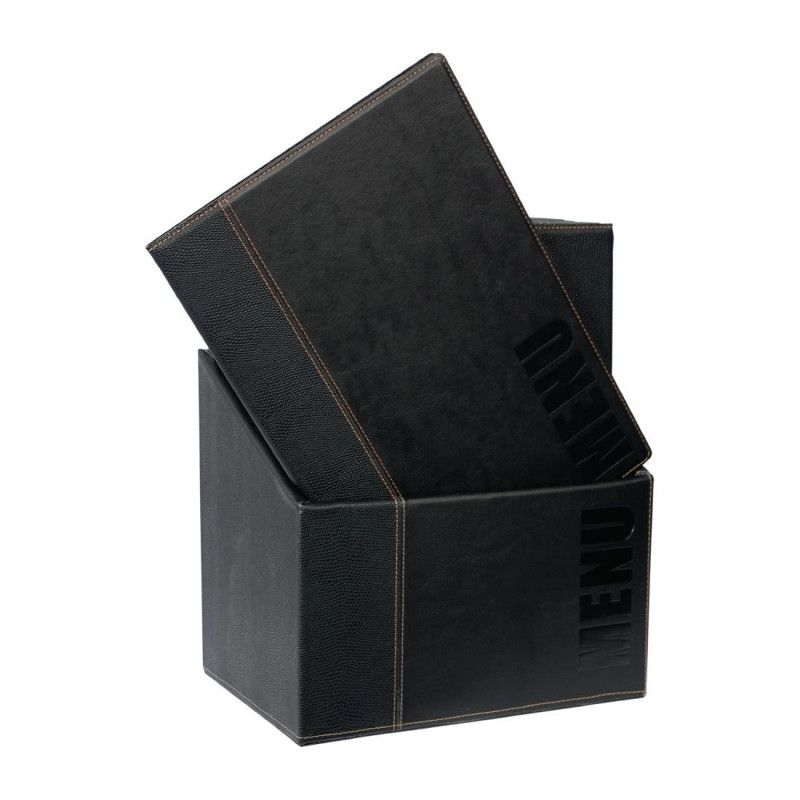 Black A4 menu holders with storage box - Set of 20 - Securit - Fourniresto Black A4 menu holders with storage box - Set of 20 - Securit - Fourniresto