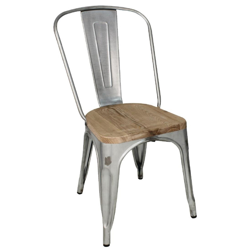Steel Chairs with Wooden Seat - Set of 4 - Bolero Steel Chairs with Wooden Seat - Set of 4 - Bolero