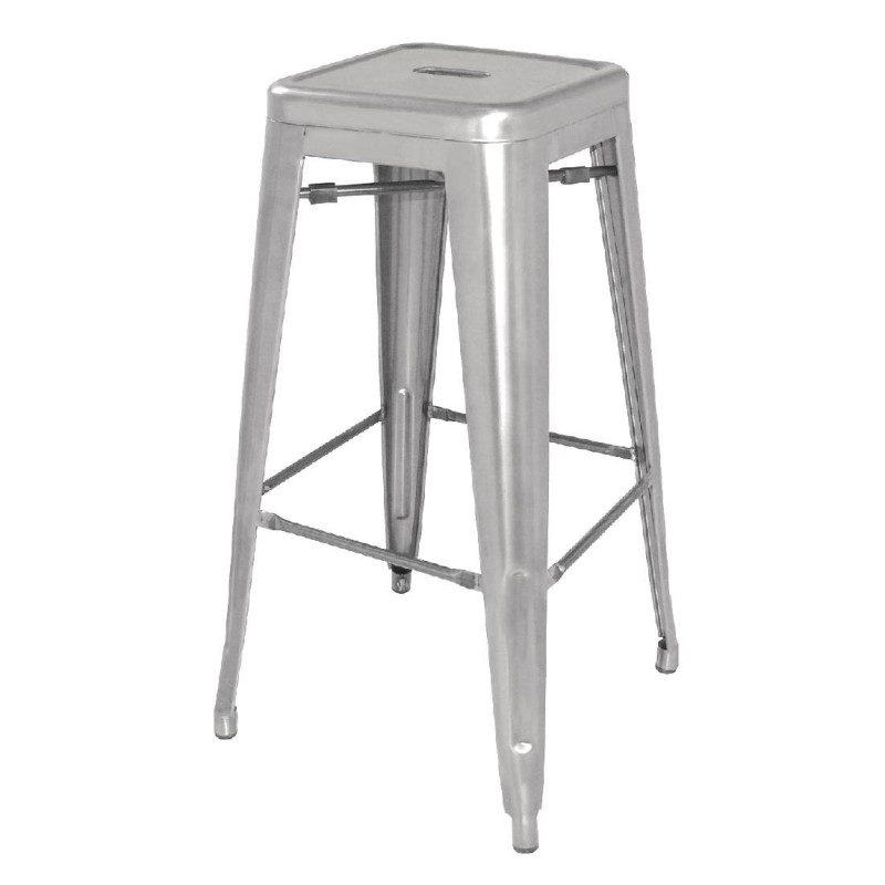 Visoki barski stoli iz galvaniziranega jekla s srebrno sivo barvo - Komplet 4 - Bolero Visoki barski stoli iz galvaniziranega jekla s srebrno sivo barvo - Komplet 4 - Bolero