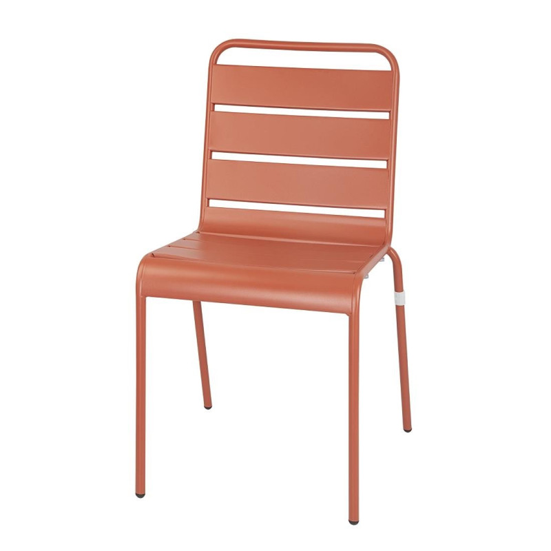 Steel Slat Chair - Terracotta - Set of 4 - Bolero Steel Slat Chair - Terracotta - Set of 4 - Bolero