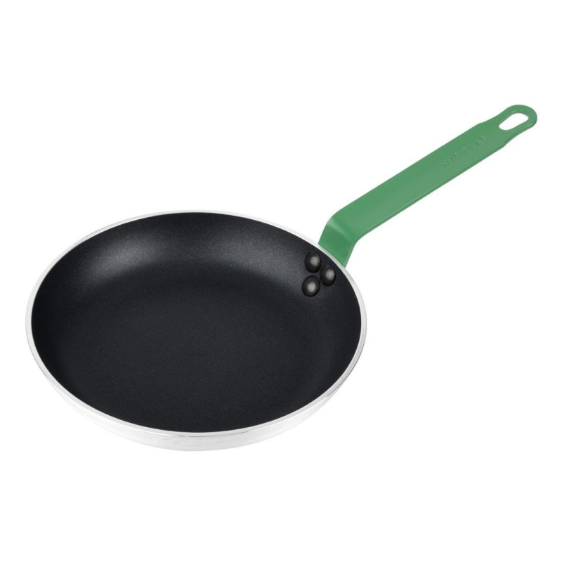 Aluminium Non-Stick Frying Pan with Green Handle Ø 240 mm - Professional Quality Hygiplas Aluminium Non-Stick Frying Pan with Green Handle Ø 240 mm - Professional Quality Hygiplas
