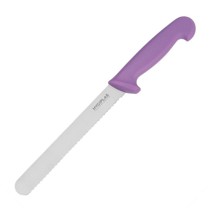 Nož za kruh Hygiplas vijoličen 200 mm: Rezanje brez napora!