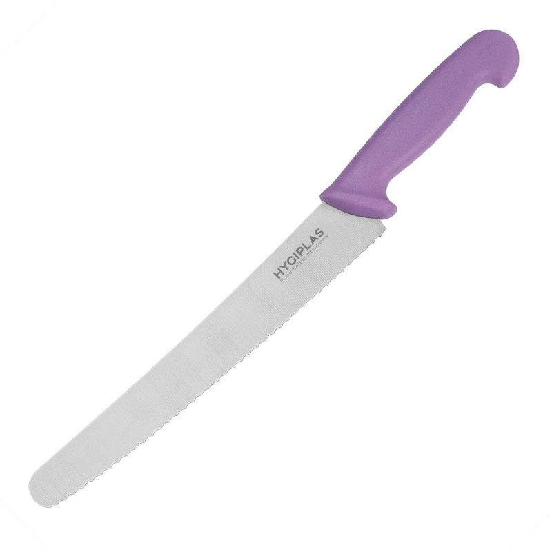Nož za slaščice z nazobčanim robom vijolične barve 25 cm - Hygiplas - Odporen in praktičen