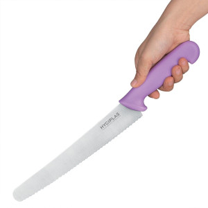 Nož za slaščice z nazobčanim robom vijolične barve 25 cm - Hygiplas - Odporen in praktičen