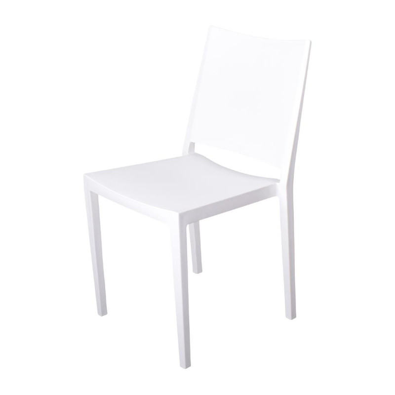 Chaises d'extérieur en polypropylène empilables Florence blanches - Lot 4 Chaises d'extérieur en polypropylène empilables Florence blanches - Lot 4