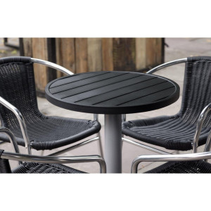 Miza s krožno aluminijasto ploščo v črni barvi Bolero 580 mm - Moderen in odporen