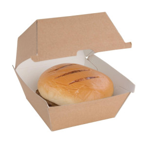 Majhne kompostabilne hamburger škatle 112mm - paket 150 Kraft Fiesta