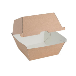 Majhne kompostabilne hamburger škatle 112mm - paket 150 Kraft Fiesta