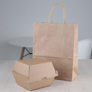 Majhne kompostabilne hamburger škatle 112mm - paket 150 Kraft Fiesta
