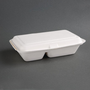 Škatle 2 predelka iz bagasa, kompostabilne, 253 mm - paket 200