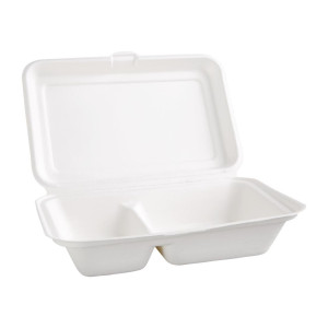 Škatle 2 predelka iz bagasa, kompostabilne, 253 mm - paket 200