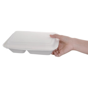Škatle 2 predelka iz bagasa, kompostabilne, 253 mm - paket 200
