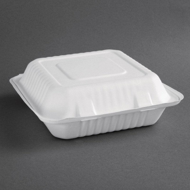 Kompostabilne škatle s šarnirjem iz bagase 236mm - paket 200