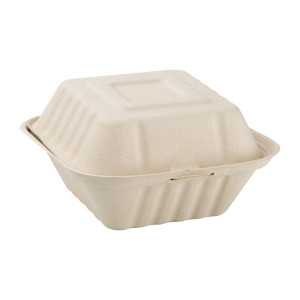 Škatle za hamburgerje iz naravnega bagasa, kompostabilne, 152 mm - paket 500 - Ekologija in praktičnost v profesionalni kuhinji.