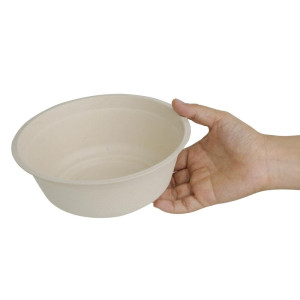 Ok, here is the translation:

Okrogli kompostabilni lončki iz naravnega bagasa 950 ml - paket 50 kosov - Eko-odgovorno & Elegant