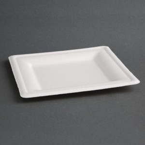 Krožniki iz bagasse 261 mm - Kompostabilni kvadratni - Paket 50 kosov - Eko in praktični