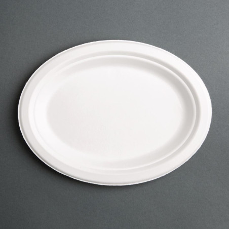 Krožniki ovalne oblike iz kompostabilne bagasse, 198 mm - paket 50 kosov, profesionalne kakovosti
