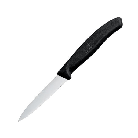 Couteau D'office Denté Pointu Victorinox 8 cm: Coupe précise et pénétration facilitée. Couteau D'office Denté Pointu Victorinox 8 cm: Coupe précise et pénétration facilitée.