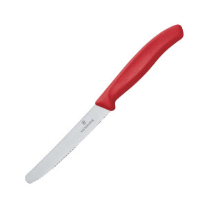 Nož za paradižnik z nazobčanim rezilom Victorinox 11cm rdeč