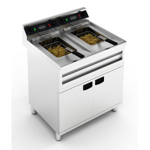 Električni fritezi na vozičku 2 x 12 L - 2 x 9000 W - Kapaciteta 24 L - Combisteel