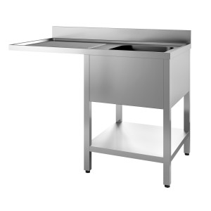 Potopite 1 inox kad s prehodom na levi in odstranljivo polico