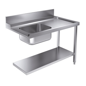 Miza za oskrbo iz nerjavečega jekla CombiSteel 1200x750 mm z polico in hrbtnim delom
