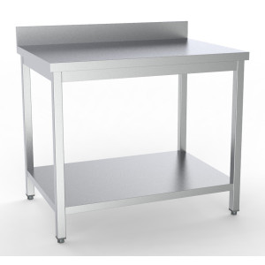 Inox miza z naslonom in polico - L 800 x P 600 mm